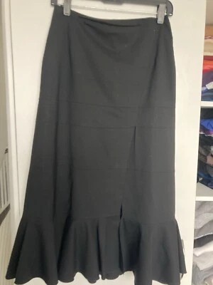 Altuzarra Black Color Wool Long Maxi Skirt Ruffle Split  Waist 38 Cute - Image 1 of 4