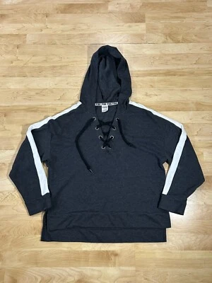 Mujer VS Rosa Sudadera con Capucha Pullover Top Atado Delantero Gris Talla Grande Foto 1 de 4