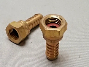 5 Brass Fittings, Connectors 1/4” Hose Barb X 3/8 IP Female Adapter SchraderUSA - Picture 1 of 2