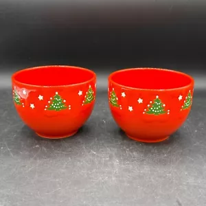Waechtersbach CHRISTMAS TREE Chili Rice Nut Bowl 5" Red Germany Set of 2 - Picture 1 of 6