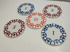 5 Pc Casino Card Suits Poker Chip Ceramic Cork Bottom Coaster Set