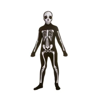 Childs Skeleton Skinz Halloween Fancy Dress Costume Bones Black Bodysuit - Picture 1 of 1