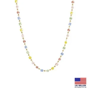 Fashion Women Stainless Steel Necklace Colorful Square Cube Choker Pendant 1124 - Picture 1 of 4