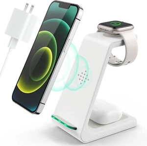For Apple iPhone 16 15 14 Pro Max Wireless Charger 3 in 1 Charging Station Stand - Picture 1 of 7