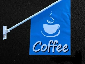 COFFEE Wall Flag D\Sided Print VINYL | 60cmx40cm | AUSTRALIAN MADE - Picture 1 of 6