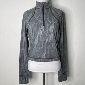 Lululemon Women's Grey Its Rulu Run Cropped Half Zip Up Pullover Fleece Size 10 - Picture 1 of 11