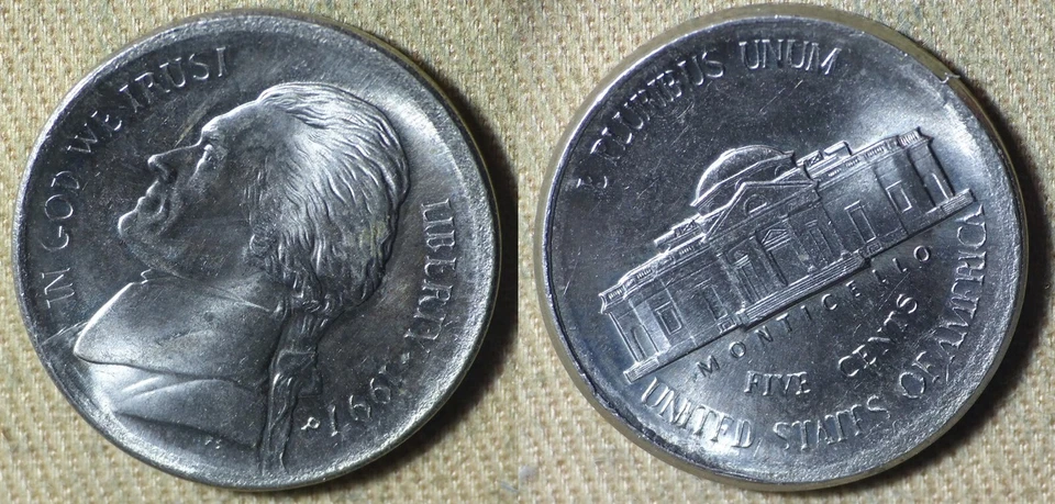 Errors : 1997P Jefferson Nickel Broadstrike Off Center Quarter Size IREC2580 - Image 1 of 1