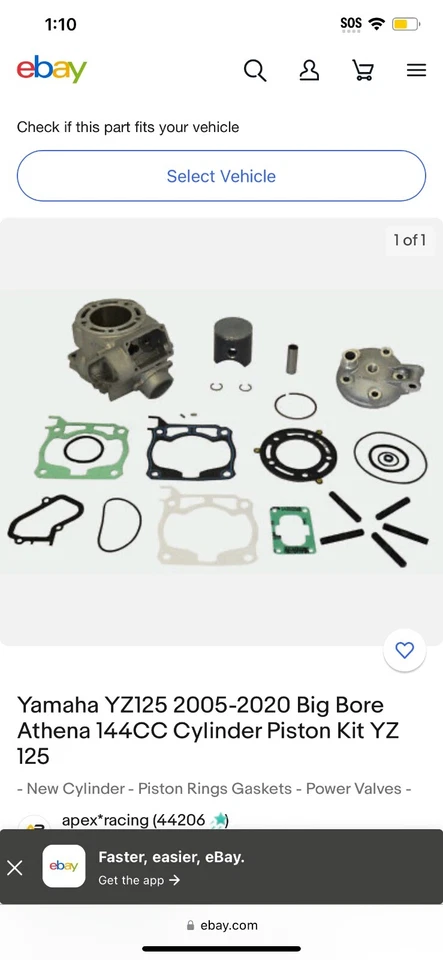 kit de diámetro grande athena para 2005 yz125 Foto 1 de 1