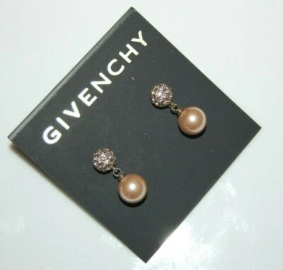 ELEGANT GIVENCHY COUTURE RHINESTONE BALL & FAUX PEARL STATEMENT PIERCED EARRINGS - Image 1 of 4