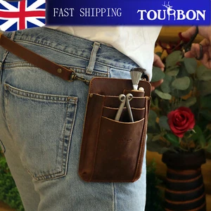 TOURBON Leather Garden Tools Storage Belt Pouch Phone Pouch Shoulder Bag Gift - Picture 1 of 24