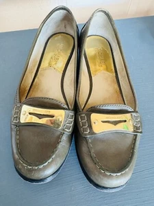 Michael Kors MK Plate Loafers Womens 7 M Orange Suede Casual Moccasin Flats - Picture 1 of 22