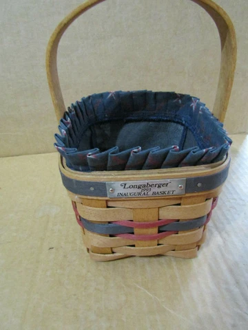 LONGABERGER "1993 INAUGURAL BASKET" WITH LINER & MODIFIED PROTECTOR 8.5X5X5 Cover