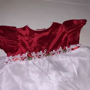 Vestido Floral Bebé Vintage Ediciones Raras 24 Meses Terciopelo Rojo Blanco Transparente Rosas - Imagen 1 de 10