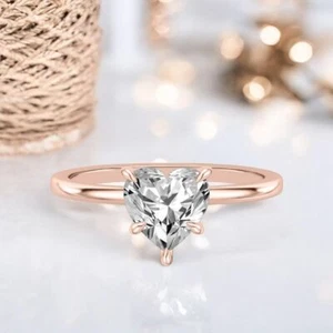 Heart Cut Diamond Engagement Ring Lab Grown 1.10 Carat 18k Rose Gold IGI GIA - Picture 1 of 8