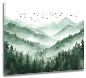 Green Forest Nature Plant Pine Tree Abstract Wall Art for Bathroom Living Room - Picture 1 of 15