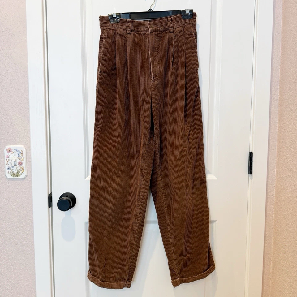 Pantalones anchos de pana de ballena vintage Eddie Bauer para mujer talla 12 plisados holgados clásicos años 90 Foto 1 de 4