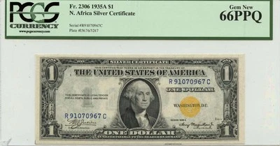 1935A $1 N. Africa Silver Certificate FR#2306 PCGS GEM 66 PPQ - Image 1 of 2