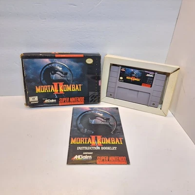 Mortal Kombat II (Nintendo SNES) Cib Complete w/ Manual TESTED Works, Read - Image 1 of 4