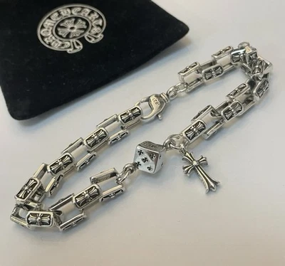 Pulsera Cromo Corazones Cruz Unisex Vintage Dados Punk Rock Nueva Foto 1 de 4