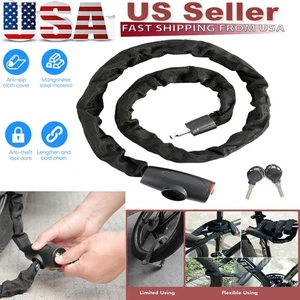 Anti-theft Padlock Heavy Duty Motorcycle Scooter Bike Chain Lock Security W/Keys - Picture 1 of 15