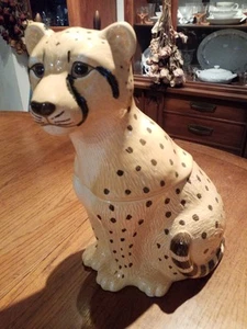 Cookie Jar Cheetah Leopard Jungle Cat 1991 H&HD RARE Vintage Hearth Home Designs - Picture 1 of 21