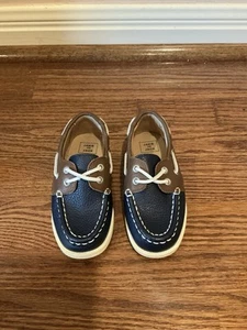 Janie and Jack Navy and Brown Kids Boat Shoes - Picture 1 of 4
