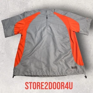 Boombah Quarter Zip Pullover Herren LARGE Orange und Grau Kurzarm Warm Up - Bild 1 von 9