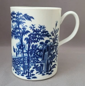 ANTIKER WORCESTER BLAU BEDRUCKTER PLANTAGENMUSTER 4 3/4" HOHER BECHER UM 1760-70 - Bild 1 von 6