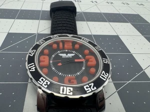 Deporte No. 9684  Tachometer Watch Black Band Red Trim Large Face Needs Battery - Picture 1 of 7