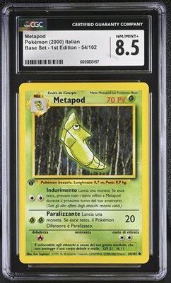 CGC 8.5 ITALIAN Metapod 2000 Base Set - 1st Edition 54/102 Pokemon Card - Image 1 of 2