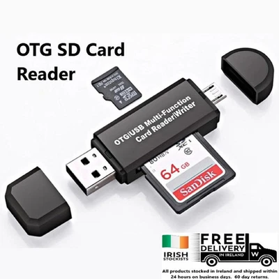 SD Card Reader Adapter to USB Micro USB Micro SD SDHC TF MMC with OTG Universal - Image 1 of 4