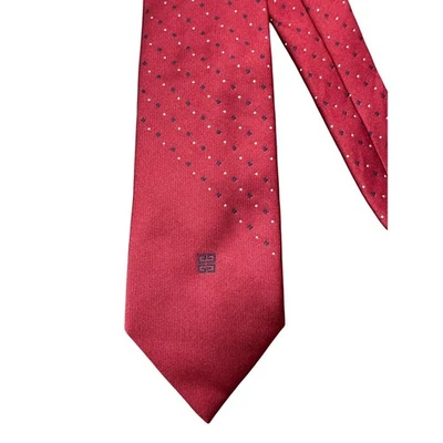 Corbata Givenchy Paris Vintage Mezcla de Seda Punto Rojo Hombre Logo Diseñador 3.5"W 58"L Foto 1 de 4