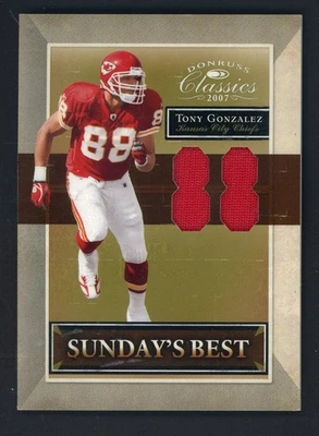 Donruss Classics Sunday's Best 2007 Tony Gonzalez Chiefs Salón de la fama GU parche doble 76/88 Foto 1 de 2