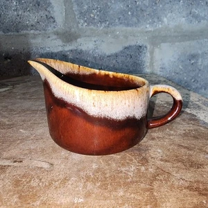 Vintage Brown Drip Glazed Pottery Creamer/Gravy Boat - Picture 1 of 5