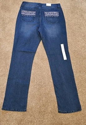 NWT Code BLEU Chelsea Straight Leg LUSH SOFT Womens Jeans Sz 12 Dark Wash  - Image 1 of 4