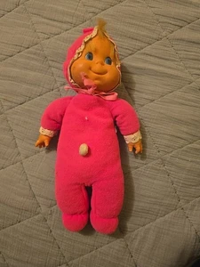 Mattel Baby Beans VTG Doll BITTY Bright Pink PJs Blonde Hair Blue Eyes 12” - Picture 1 of 16