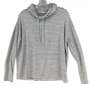 Gap Womens Medium Gray and White Striped Pullover Hoodie Soft - Bild 1 von 10