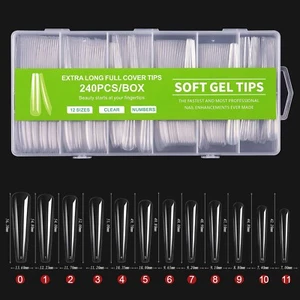 240Pcs Clear Ballerina Coffin Nails 3XL False Nail Tips Full Cover Soft Gel Tips - Picture 1 of 5