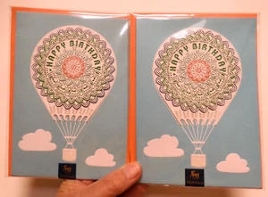 2 Niquea.D Cards Happy Birthday Lasar Cut Hot Air Balloon a Year of Adventure - Picture 1 of 6