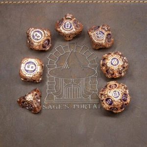 Sage's Artificer's Core Cobalt Essence Metal Polyhedral Dice Set | Dnd Diceset - Picture 1 of 11