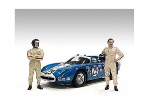 "RACING LEGENDS" 60'S SET OF 2 DIECAST FIGURES FOR 1/43 AMERICAN DIORAMA 76448 - Picture 1 of 4