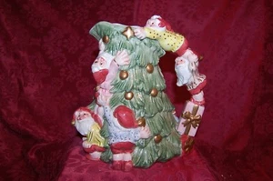 Fitz and Floyd Christmas Elves Trim Tree Pitcher Ceramic Unused Vintag Old World - Picture 1 of 12
