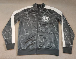 Brooklyn Nets Full Zip Track Jacket Mens M NBA U Shattered Broken Glass Graphic - Picture 1 of 12