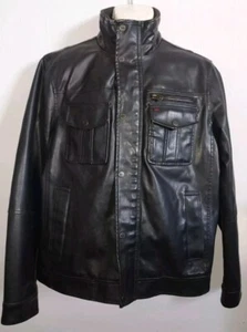 Levi's Faux Leather Trucker Bomber Jacket Dark Brown LM2KU058 Men's Large - Picture 1 of 17