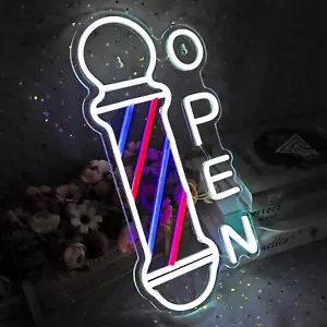 Barber Shop Open Neon Sign Hair Salon Supplies Neon Lights Wall Decor for Barber - Picture 1 of 12