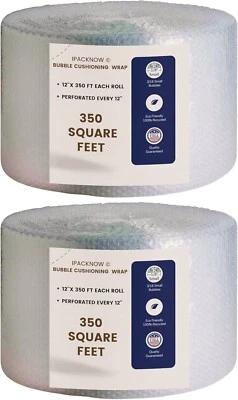 12" Wide 700 feet Bubble Cushioning Wrap Roll Small Bubble Perforated Every 12" - Image 1 of 4