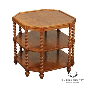Baker Furniture Jacobean Style Oak Three-Tier Open Low Bookshelf - Picture 1 of 12