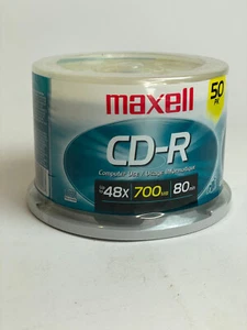 NUEVO SELLADO Maxell Disco CD-R 48X 50 PK Husillo Medios en Blanco 80Min 700MB - Imagen 1 de 4