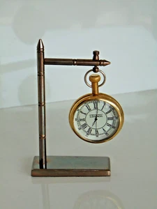 Nautical Clock Ship Table Clock Brass and Glass Desk Clock Maritime Compass - Picture 1 of 8