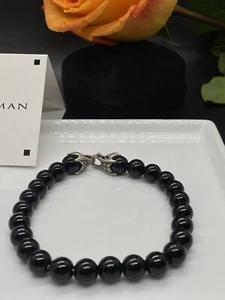 DAVID YURMAN Matrix 8mm Bead Black Onyx Shinny Spiritual Beads Bracelet 8.5” - Picture 1 of 7